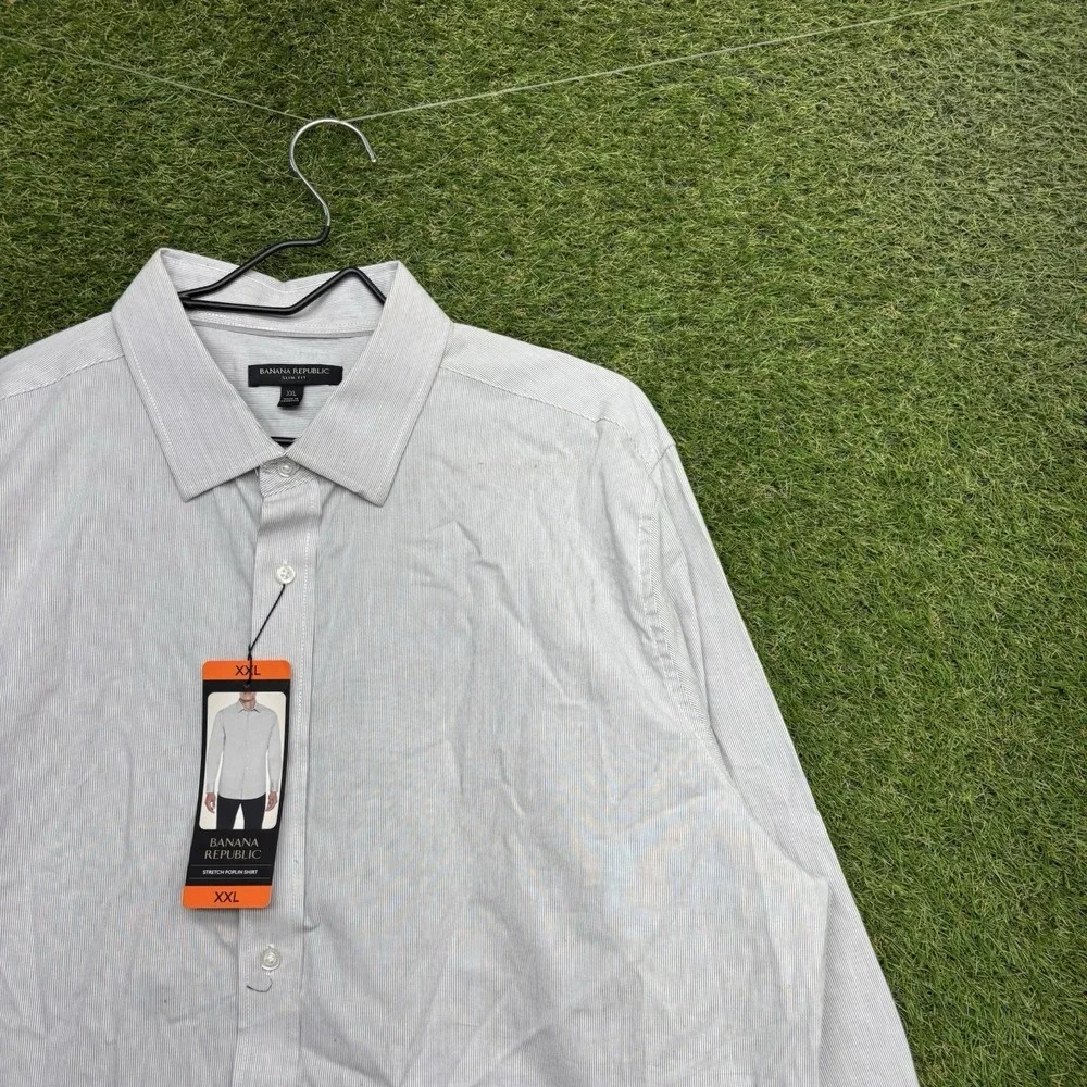 Banana Republic Dress Shirt Mens 2XL Stretch Poplin Slim Fit Grey Preppy NWT